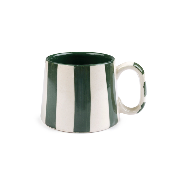 Ceramic Olive Stripe Coffee Cup - 220ml (SET OF 4)