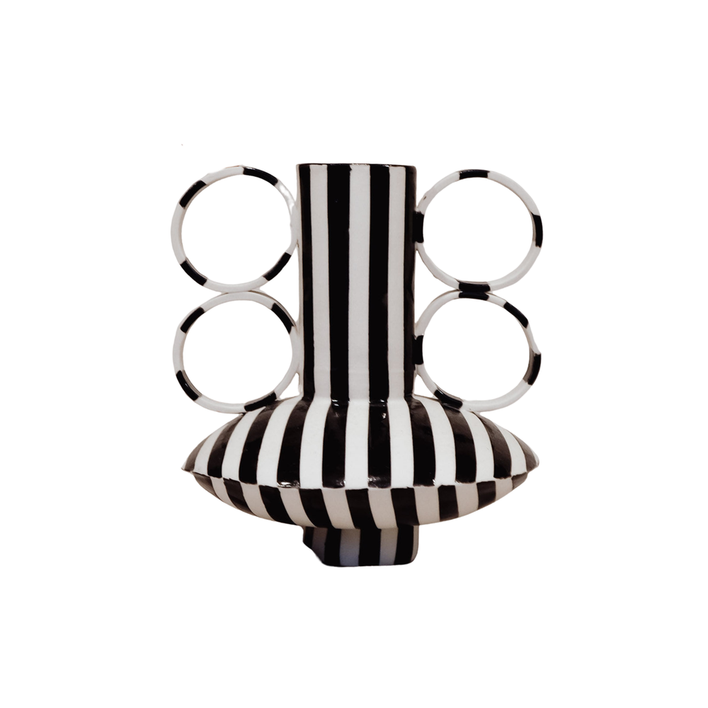 Small Zebrino - Classic Black & White Stripes - Porcelain Vase