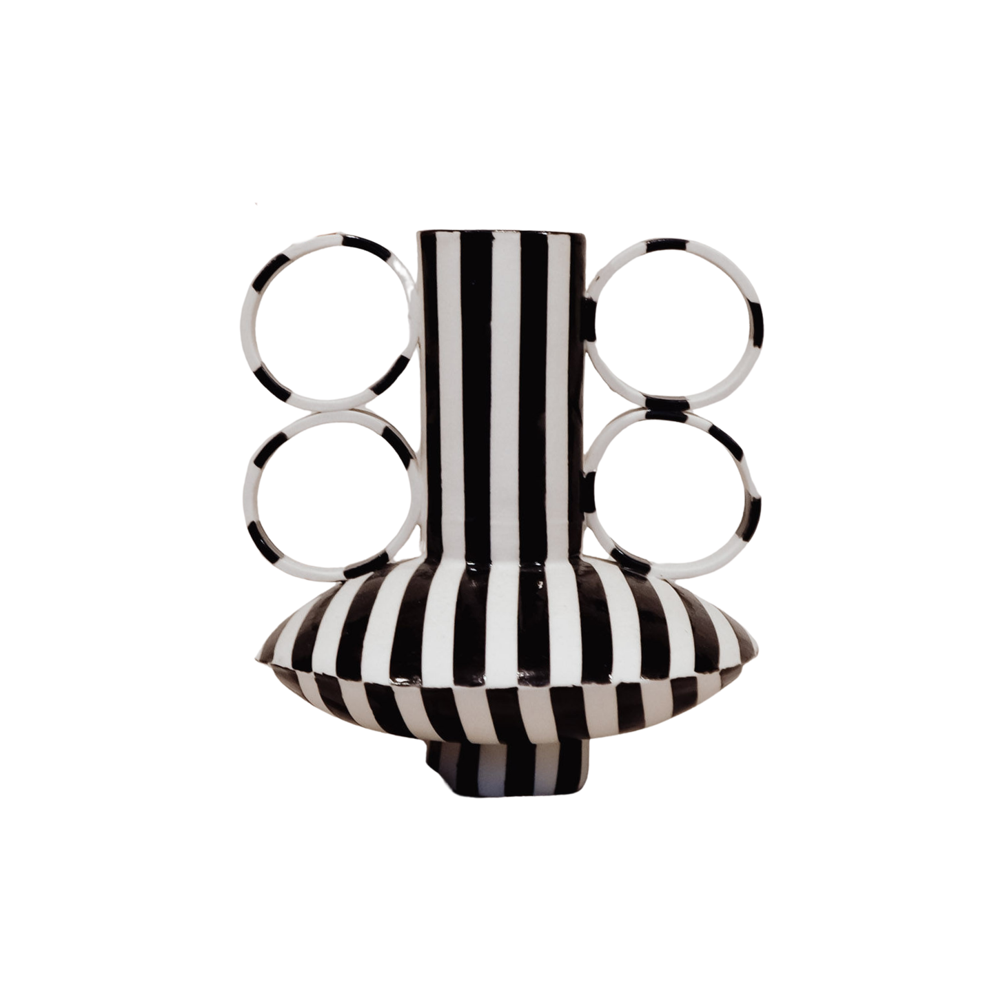 Small Zebrino - Classic Black & White Stripes - Porcelain Vase