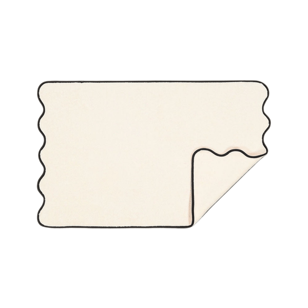 Ivory & Black Cotton Wavy Bath Mat