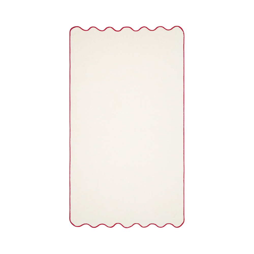 Ivory & Bordeaux Cotton Wavy Bath Sheet