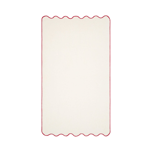 Ivory & Bordeaux Cotton Wavy Bath Sheet