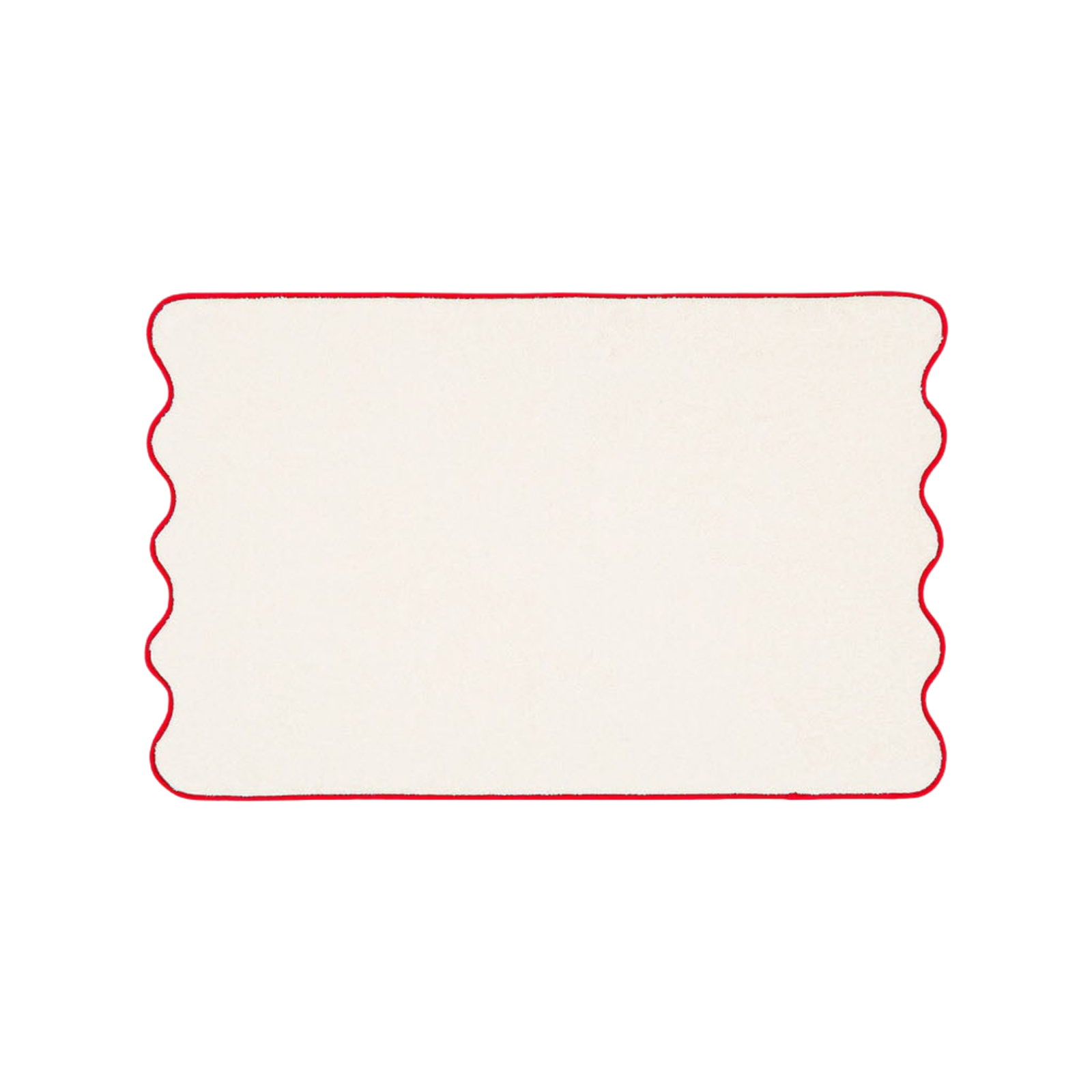 Ivory & Bordeaux Cotton Wavy Bath Mat