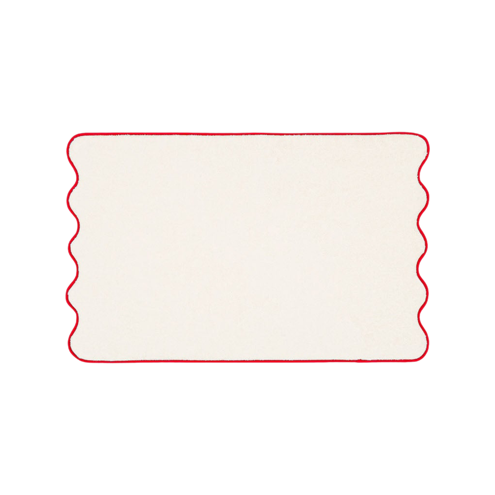 Ivory & Bordeaux Cotton Wavy Bath Mat