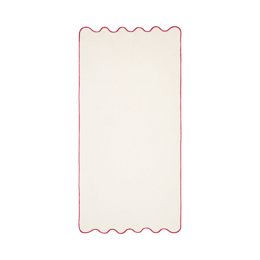 Ivory & Bordeaux Cotton Wavy Bath Towel