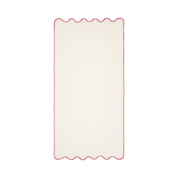 Ivory & Bordeaux Cotton Wavy Bath Towel