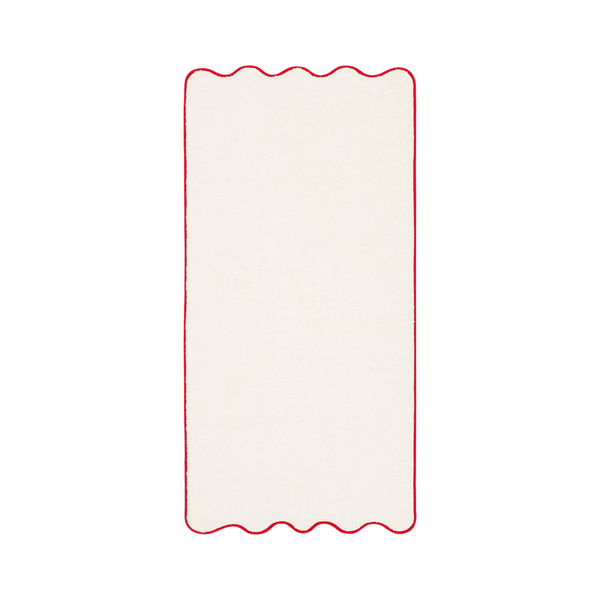 Ivory & Bordeaux Cotton Wavy Hand Towel