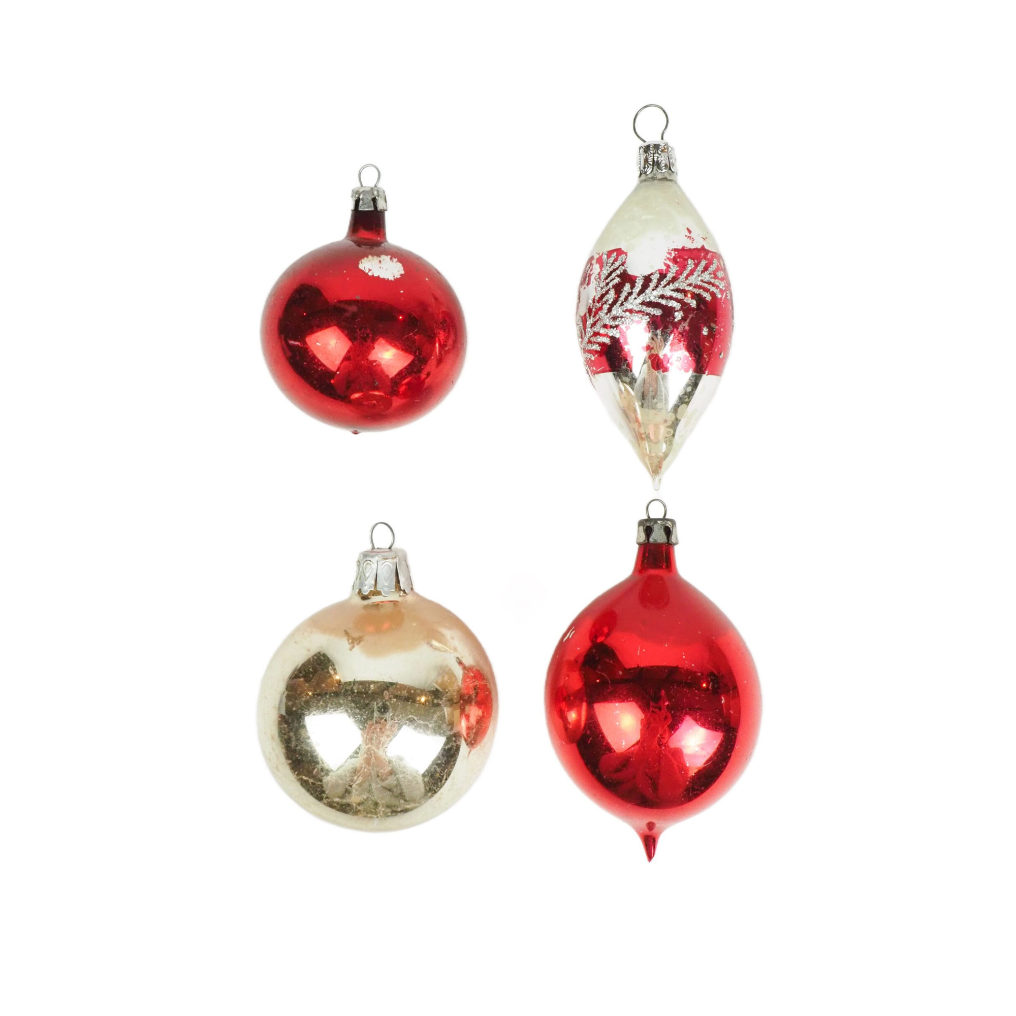 4 Antique Glass Baubles