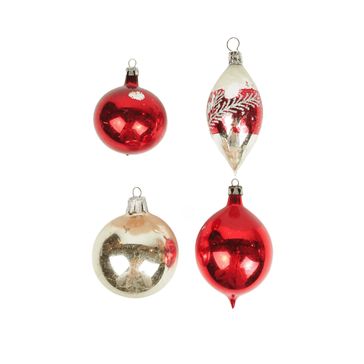 4 Antique Glass Baubles