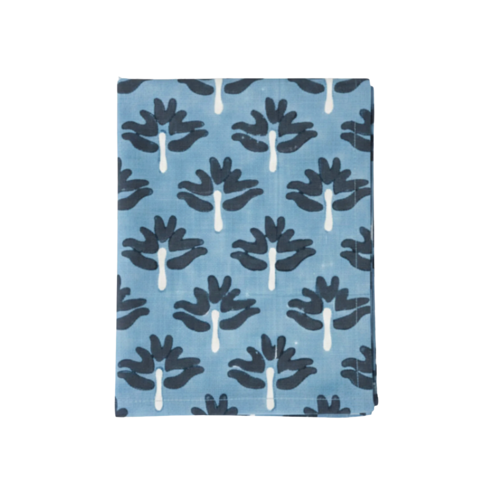 Zeenat Linen Table Runner - Steel Blue