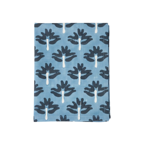 Zeenat Linen Table Runner - Steel Blue