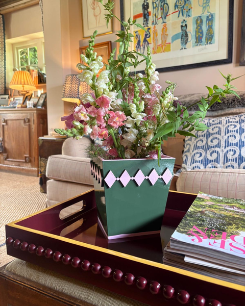 Red and Mustard Yellow Bobbin Style Coffee Table Tray