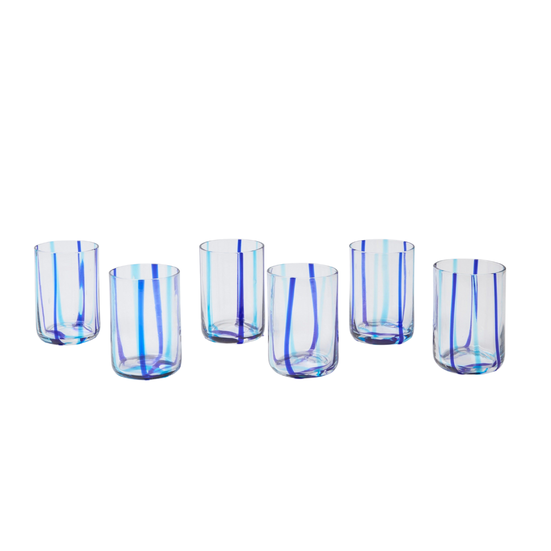 Blue Striped Tumblers (set of 6)
