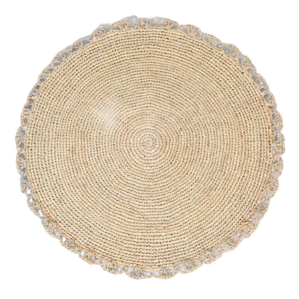 Metallic Aura Placemat, Woven Raffia Tabletop