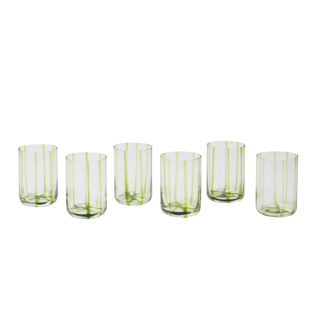 Green Striped Water Glasses