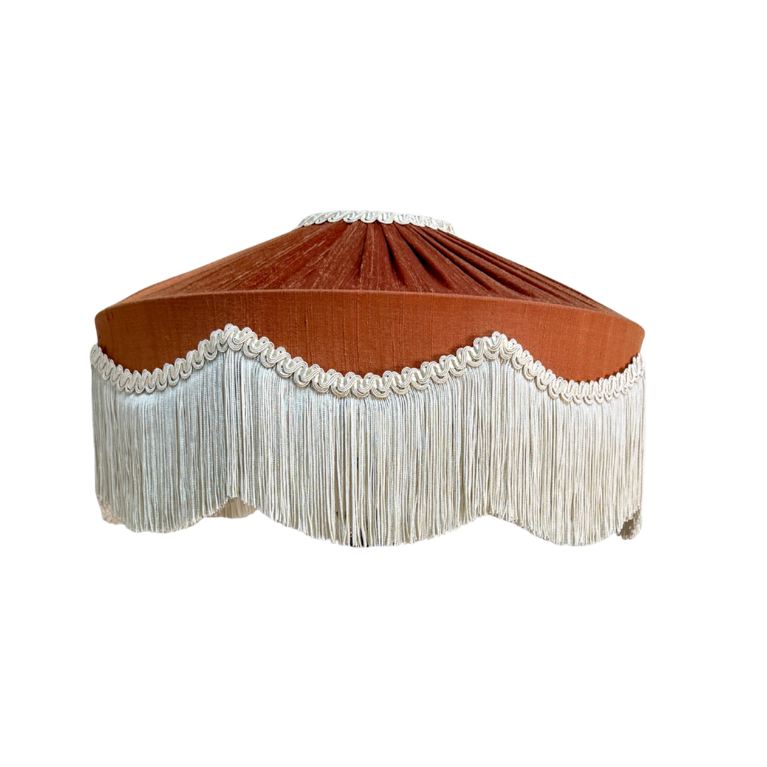 The Peggy Silk Fringed Lampshade - Rust