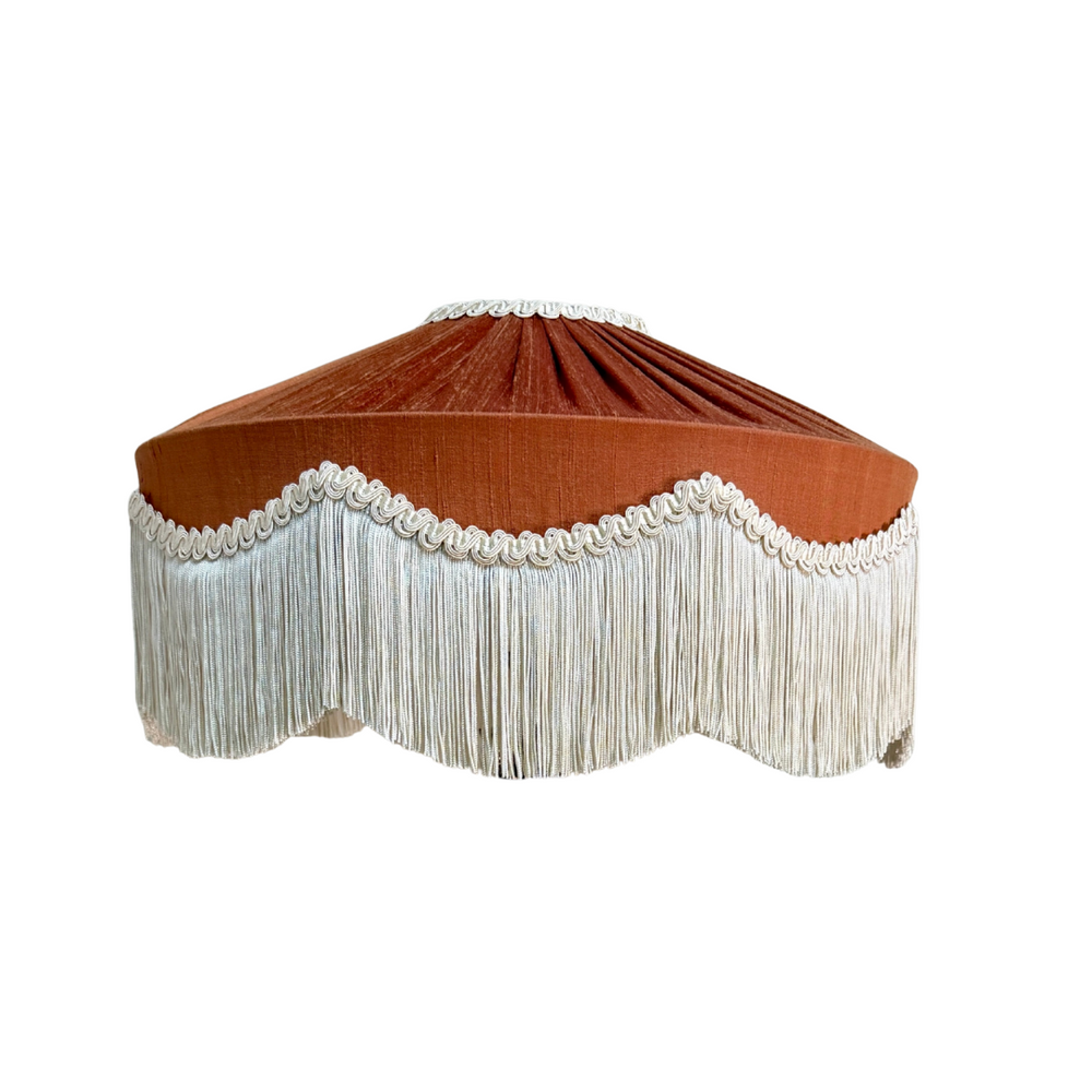 The Peggy Silk Fringed Lampshade - Rust