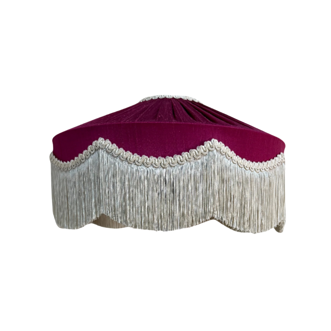 The Peggy Silk Fringed Lampshade - Burgundy