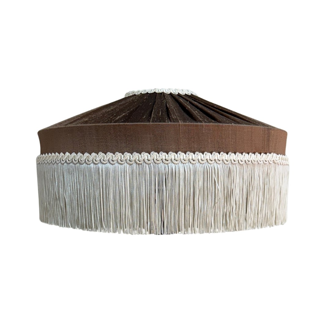 The Peggy Silk Fringed Lampshade - Brown