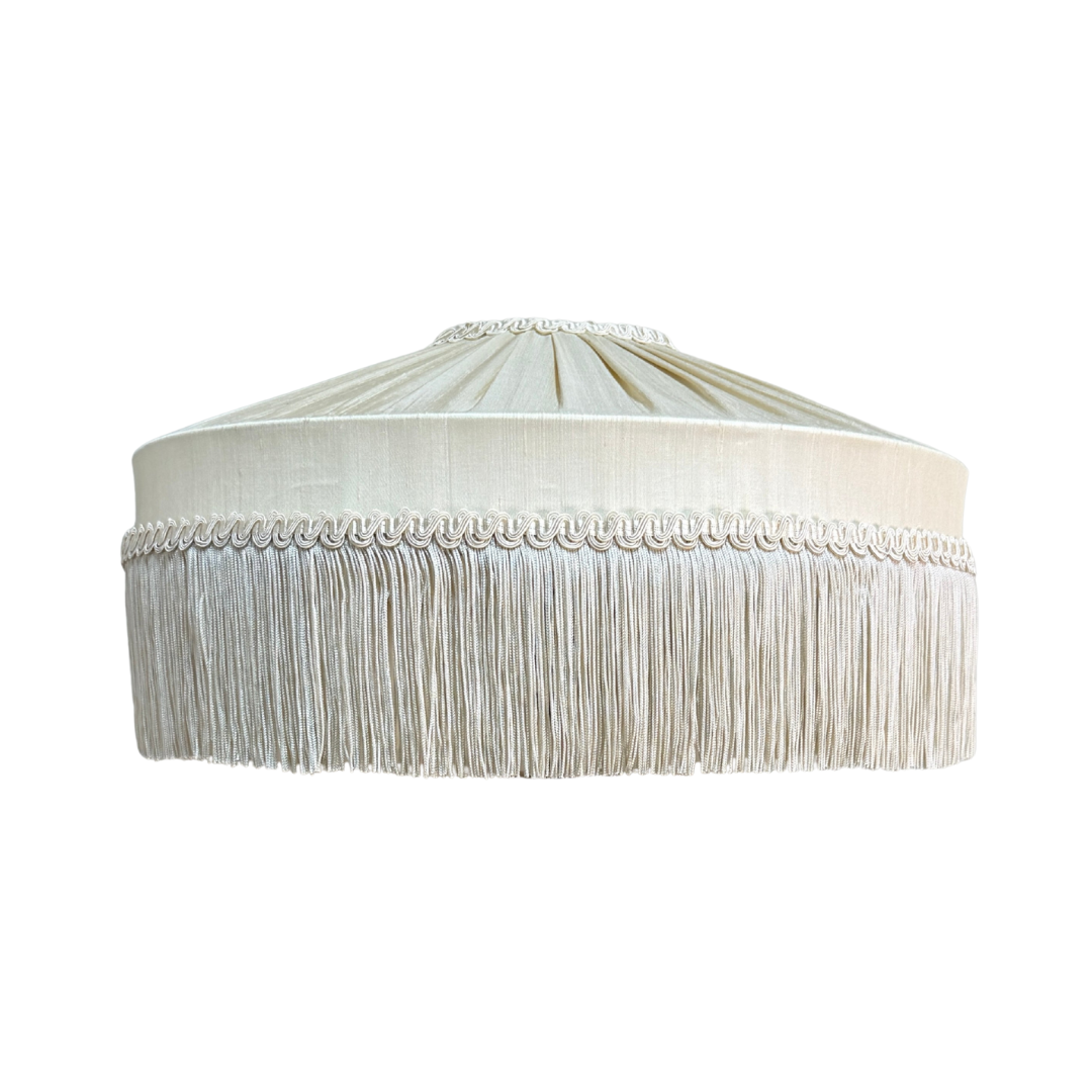 The Peggy Silk Fringed Lampshade - Ivory