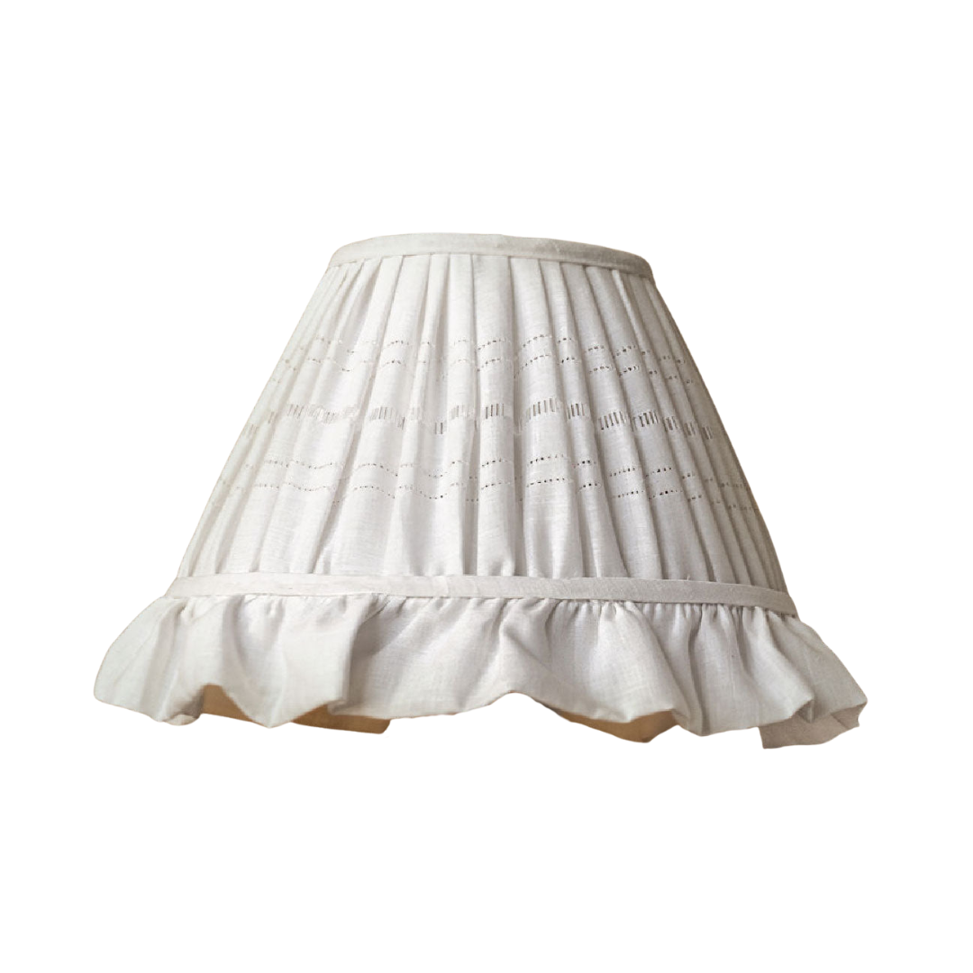 Made to Order Empire Lampshade in Drawn Thread Lambrequin with Frill