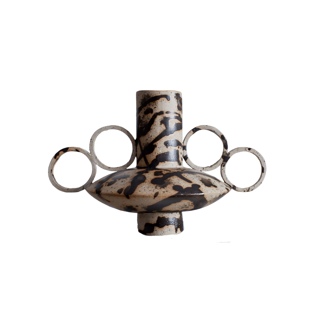 Zebrino - Matt Black Paint Splash - Ceramic Vase