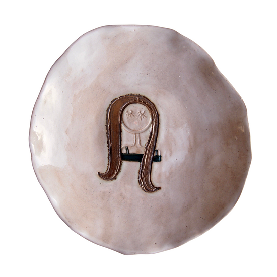 Girl with Long Gold Hair Mini Pottery Face Ring Dish /  Plate