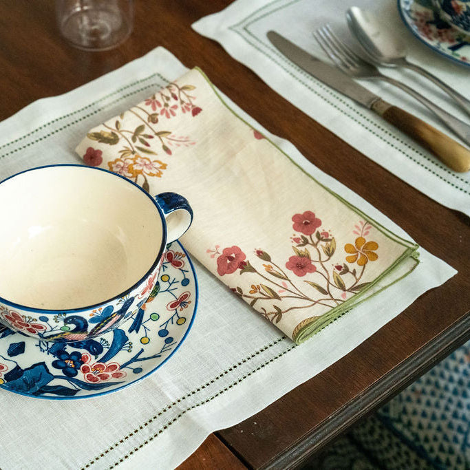 Set of Scarlet Flax & Field Flowers Printed Napkins