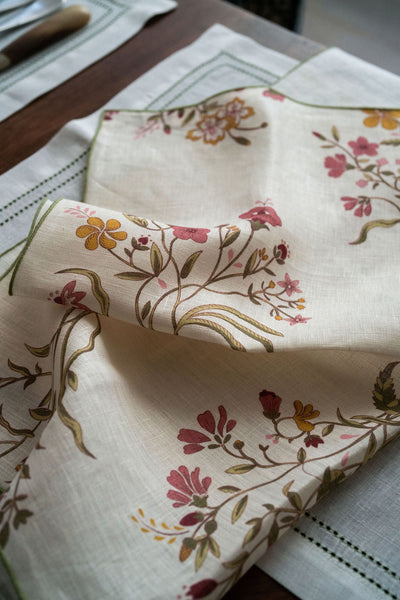 Set of Scarlet Flax & Field Flowers Printed Napkins