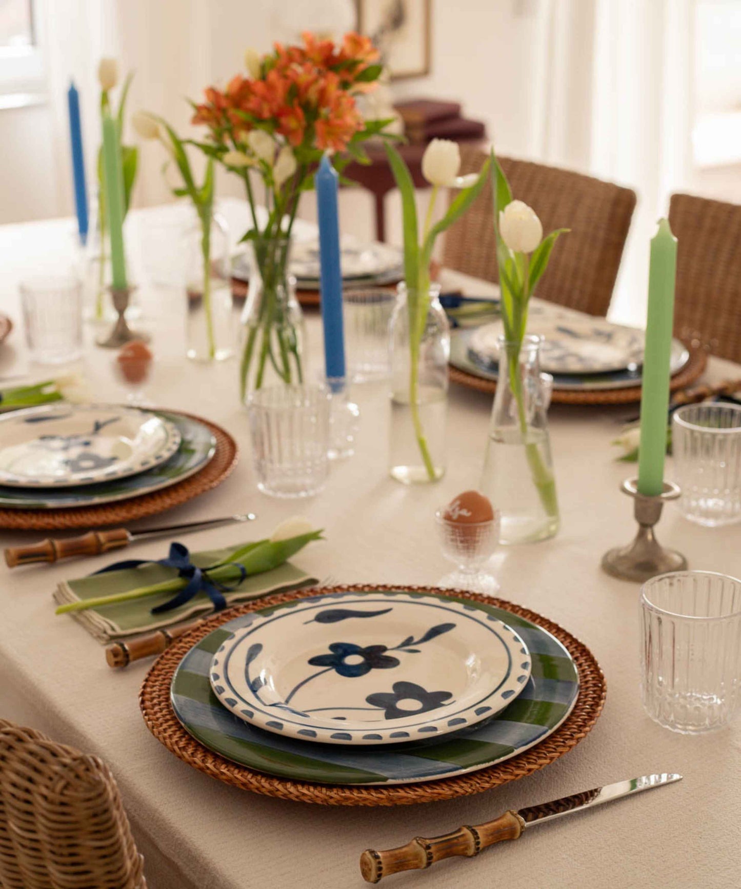Blue flowers Hand Painted Salad Plate - Set of 4