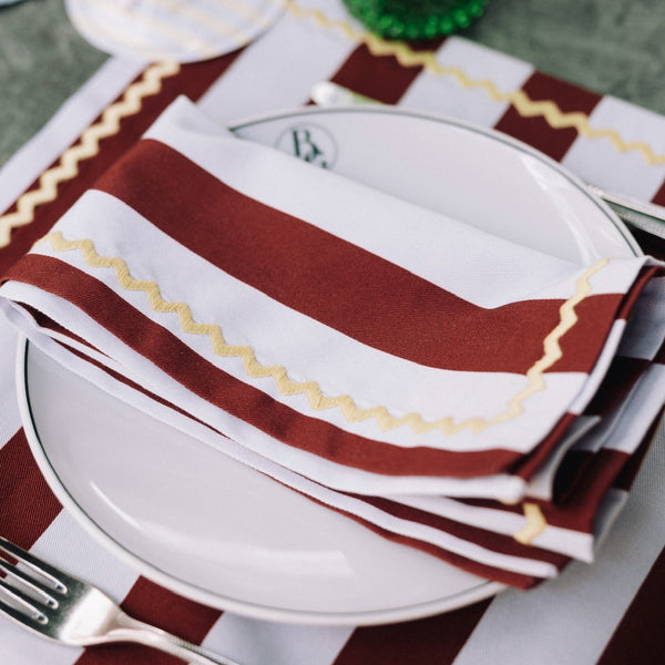 Napkin Ericeira, Vanessa Martins, Blue Stripes with Bordeaux