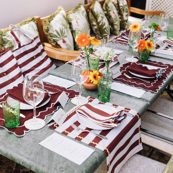 Placemat Ericeira, Vanessa Martins, Blue Stripes with Bordeaux