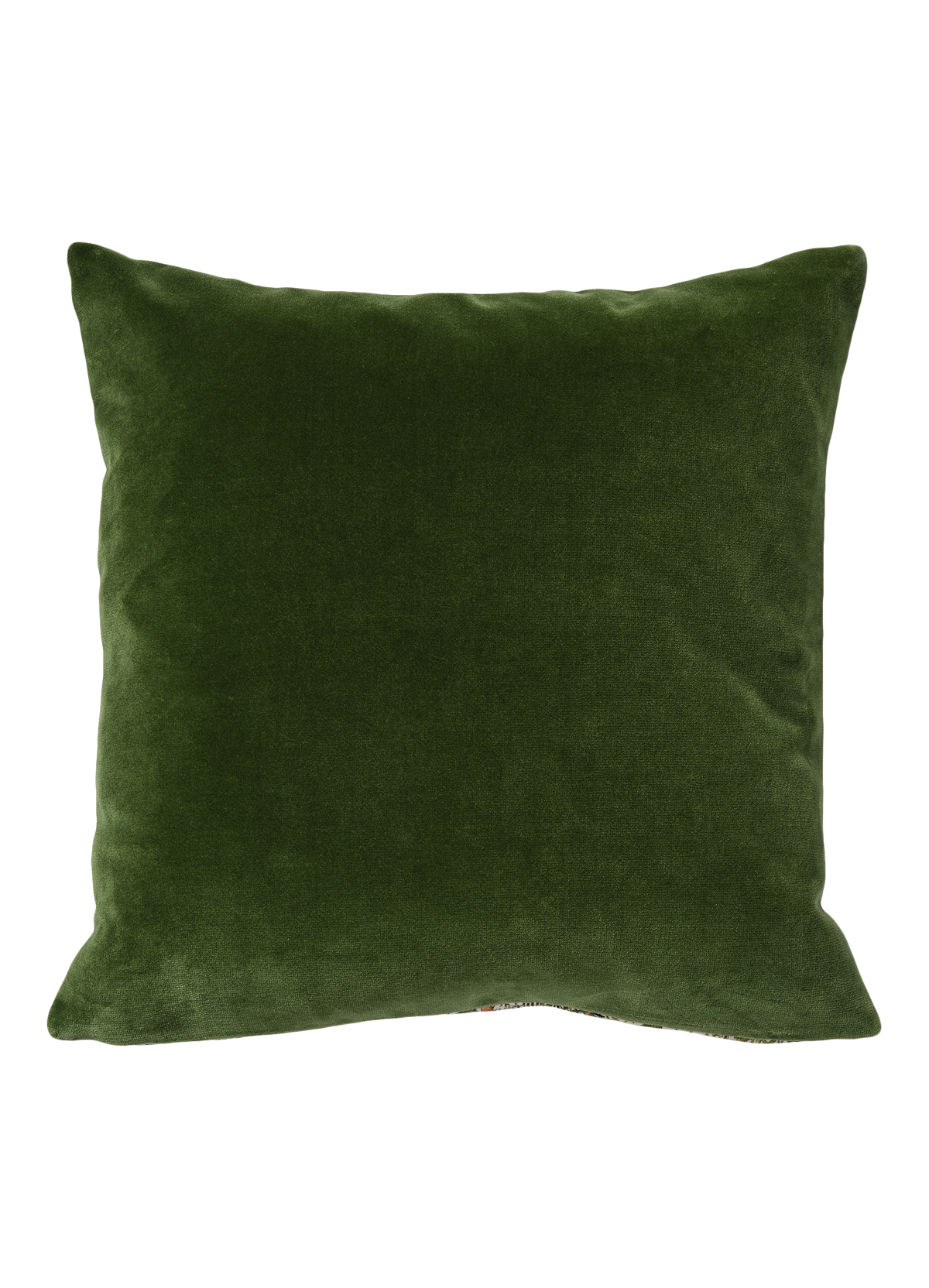 Square Veg Row (Med) Cushion with Green Velvet
