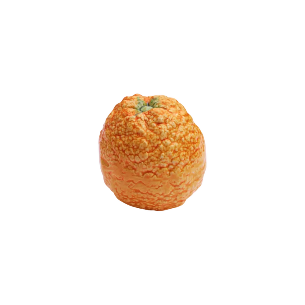 Handmade ceramic orange with glossy glaze by Marla Primrose – realistic artisan stoneware fruit decor handcrafted in the UK.