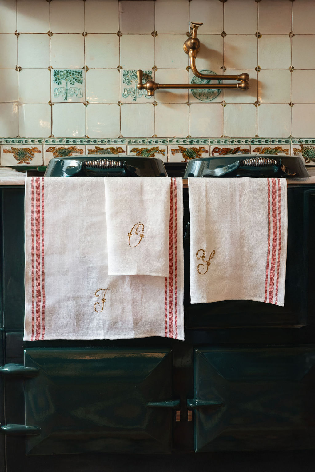 Set of 3 Kitchen Towels in French Red