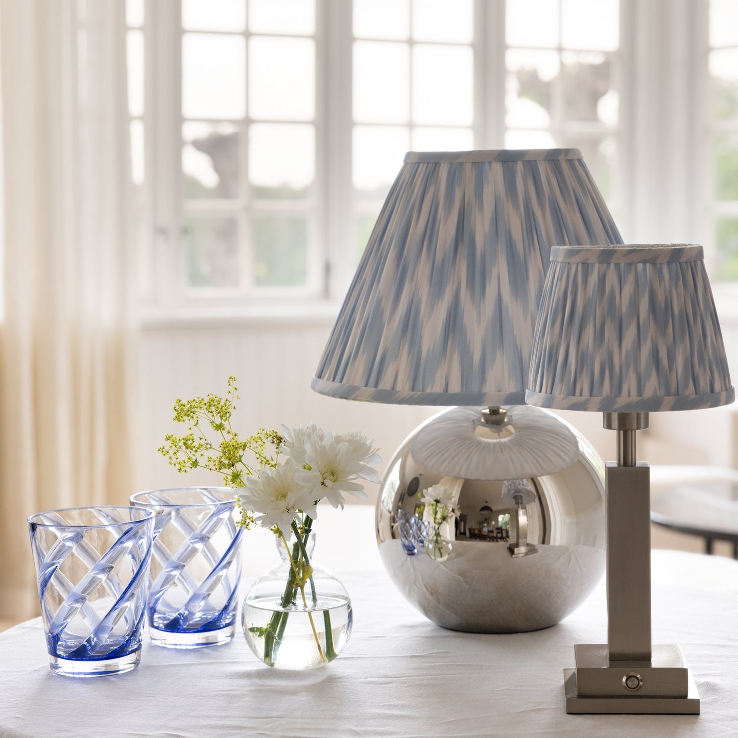 Lampshade Ikat Azure Large