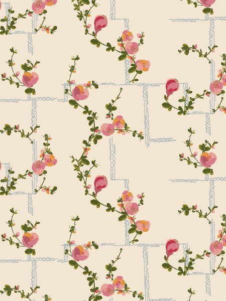 Coco - Wallpaper - Pink on Beige