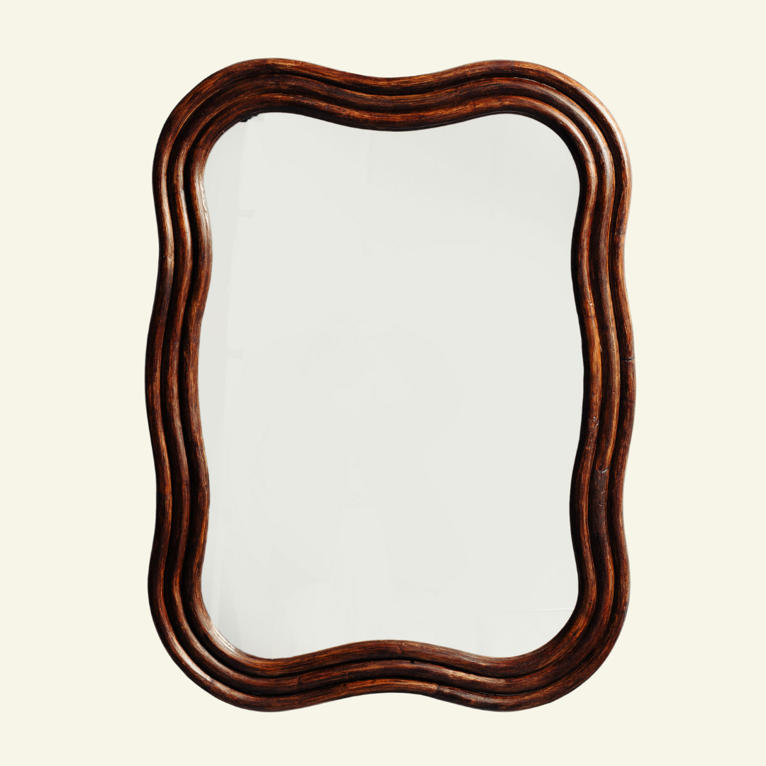 Wave Rattan Mirror, Large
