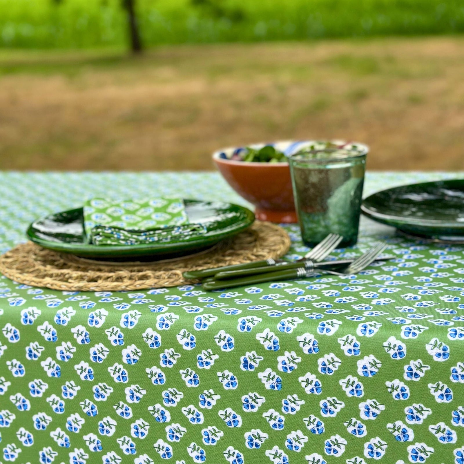 Apple Green Ditsy Oilcloth