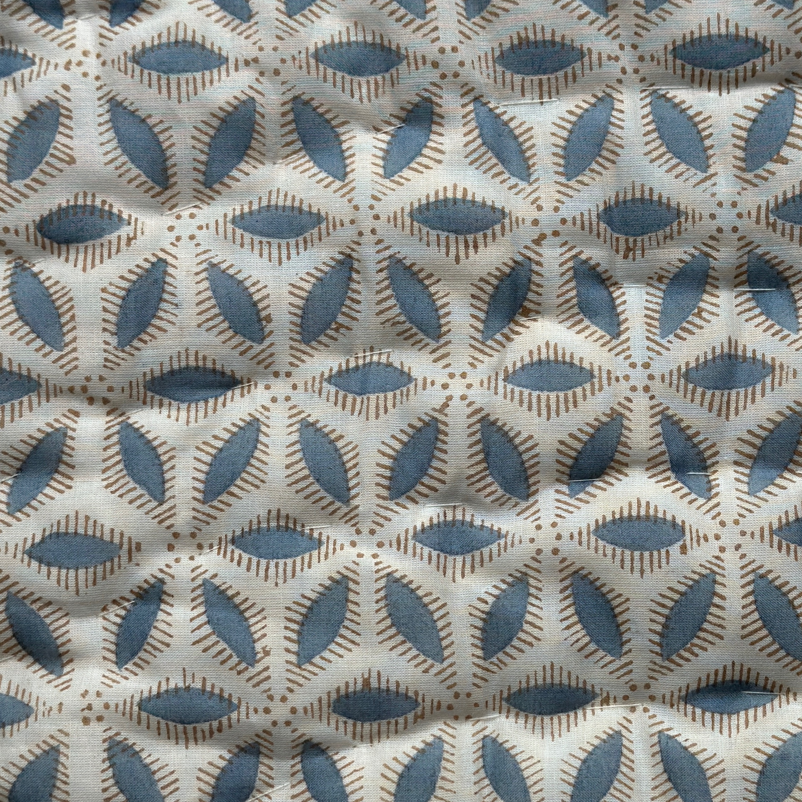 Blue and Taupe Clematis Quilt