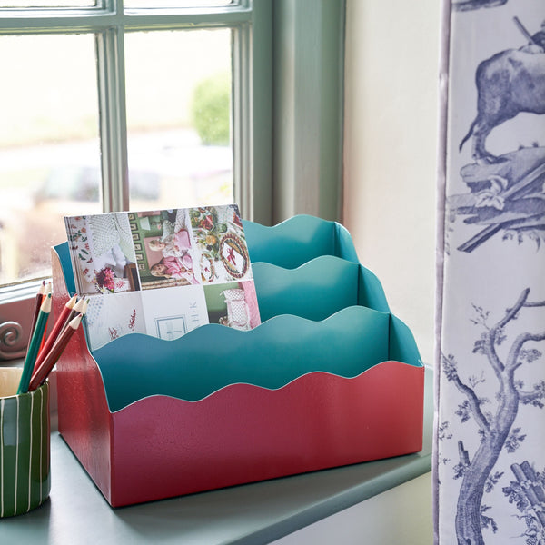 Toleware Letter Holder - Chilli Red & Teal