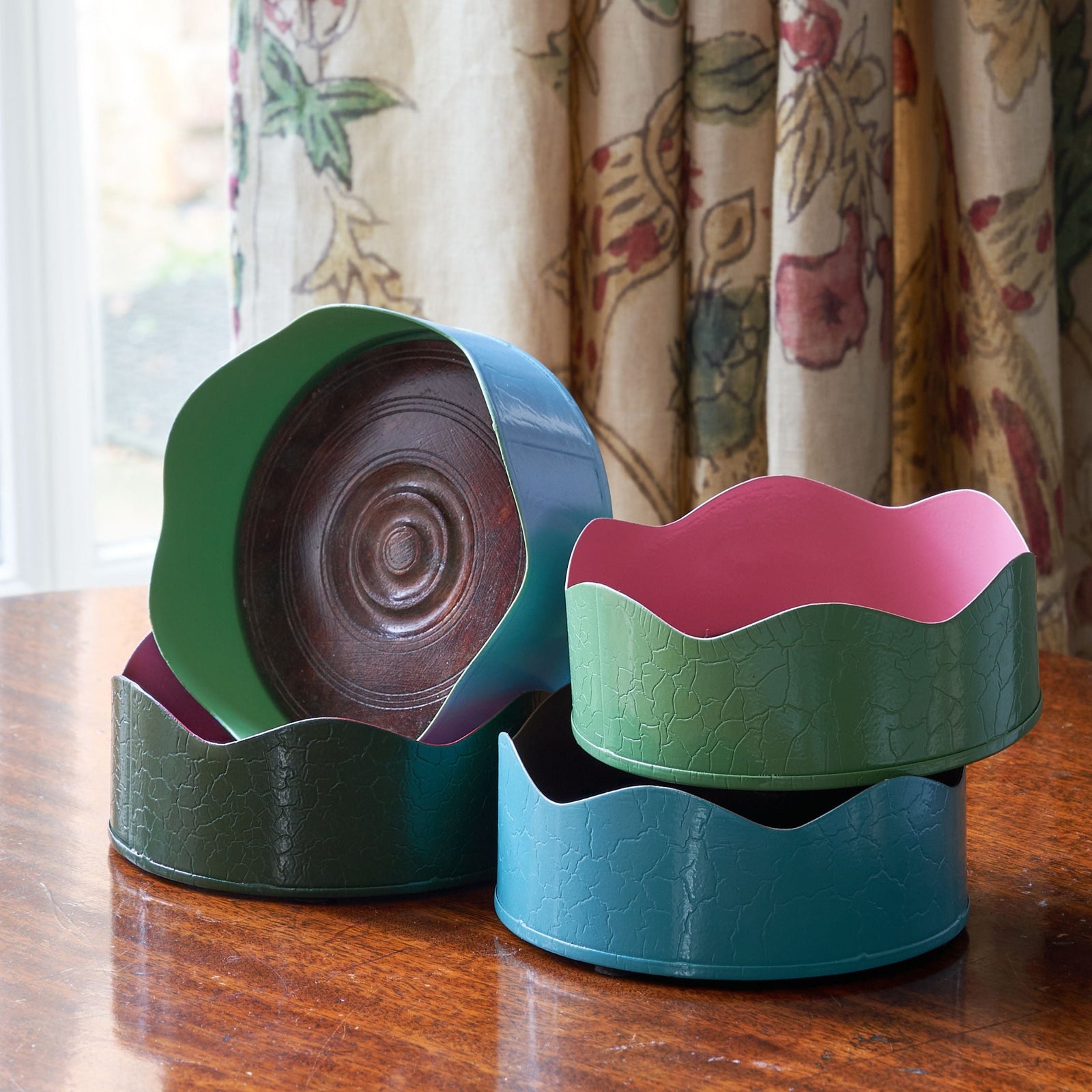 Toleware Wine Coaster - Sky Blue & Light Green