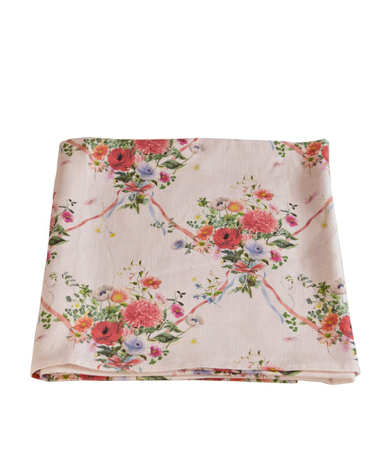 Load image into Gallery viewer, Garden Bouquet Square Linen Tablecloth
