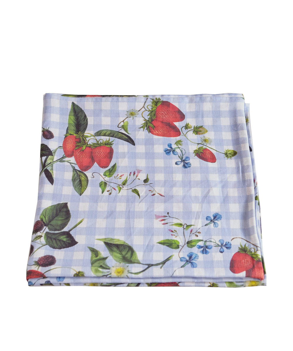 Strawberry Fields Square Linen Tablecloth