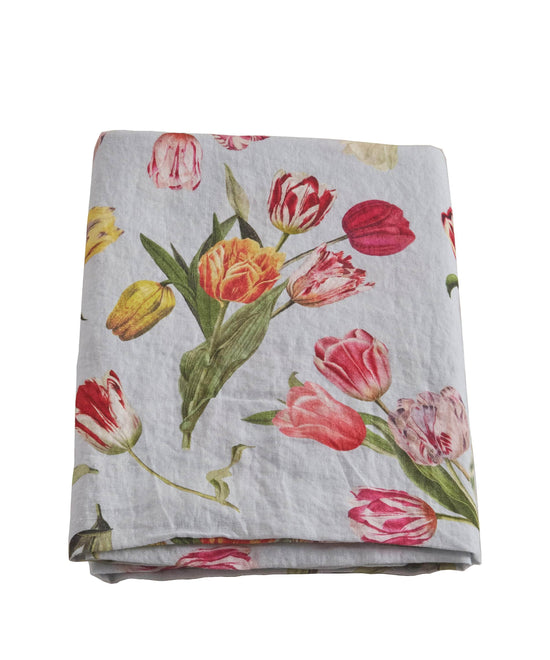 The Tulips Linen Tablecloth Blue