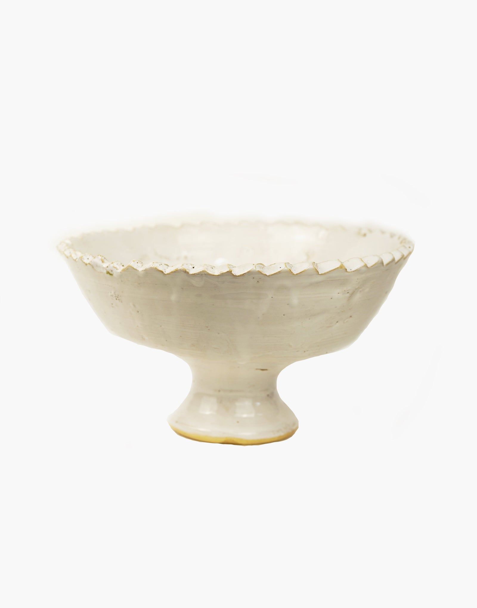 White Tamegroute Jagged Edge Pedestal Fruit Bowl