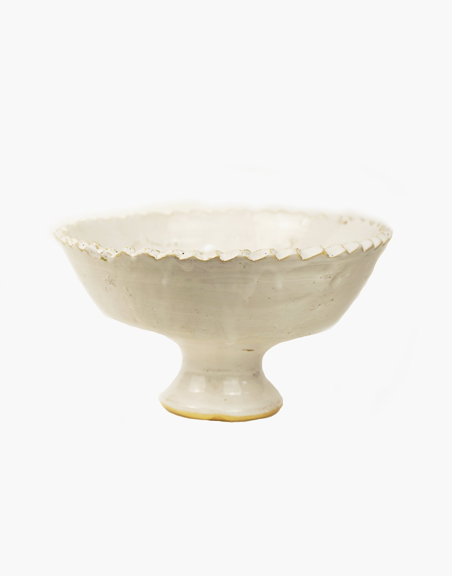 White Tamegroute Jagged Edge Pedestal Fruit Bowl