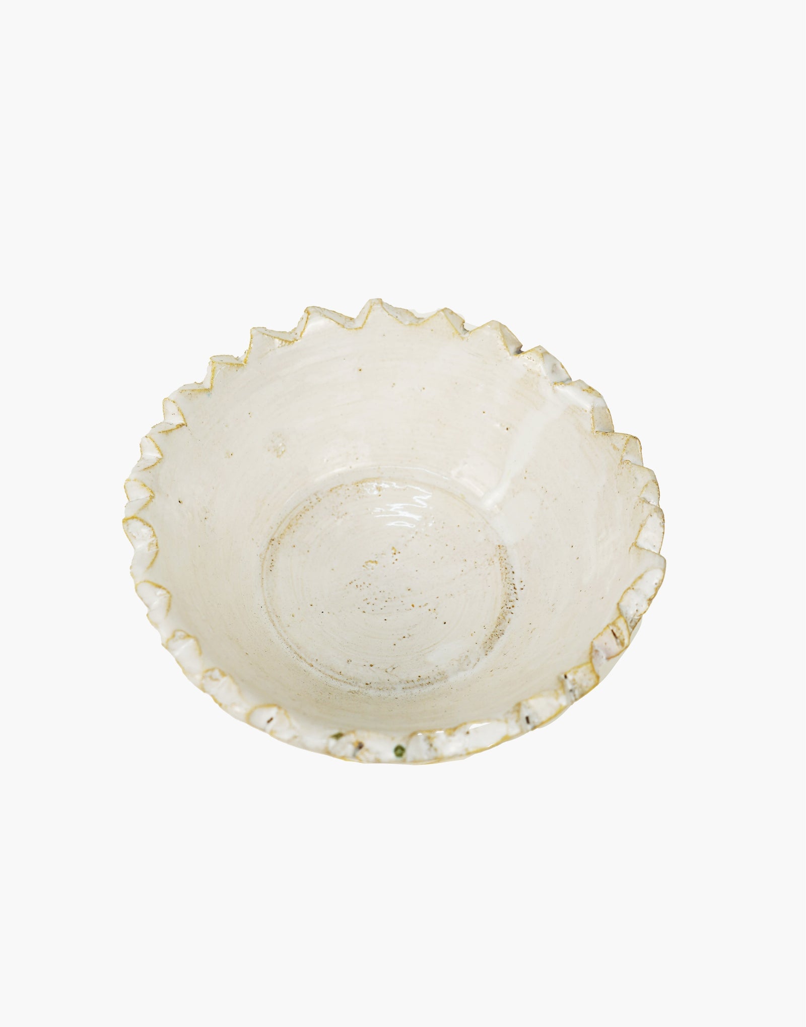 White Tamegroute Jagged Edge Pedestal Fruit Bowl