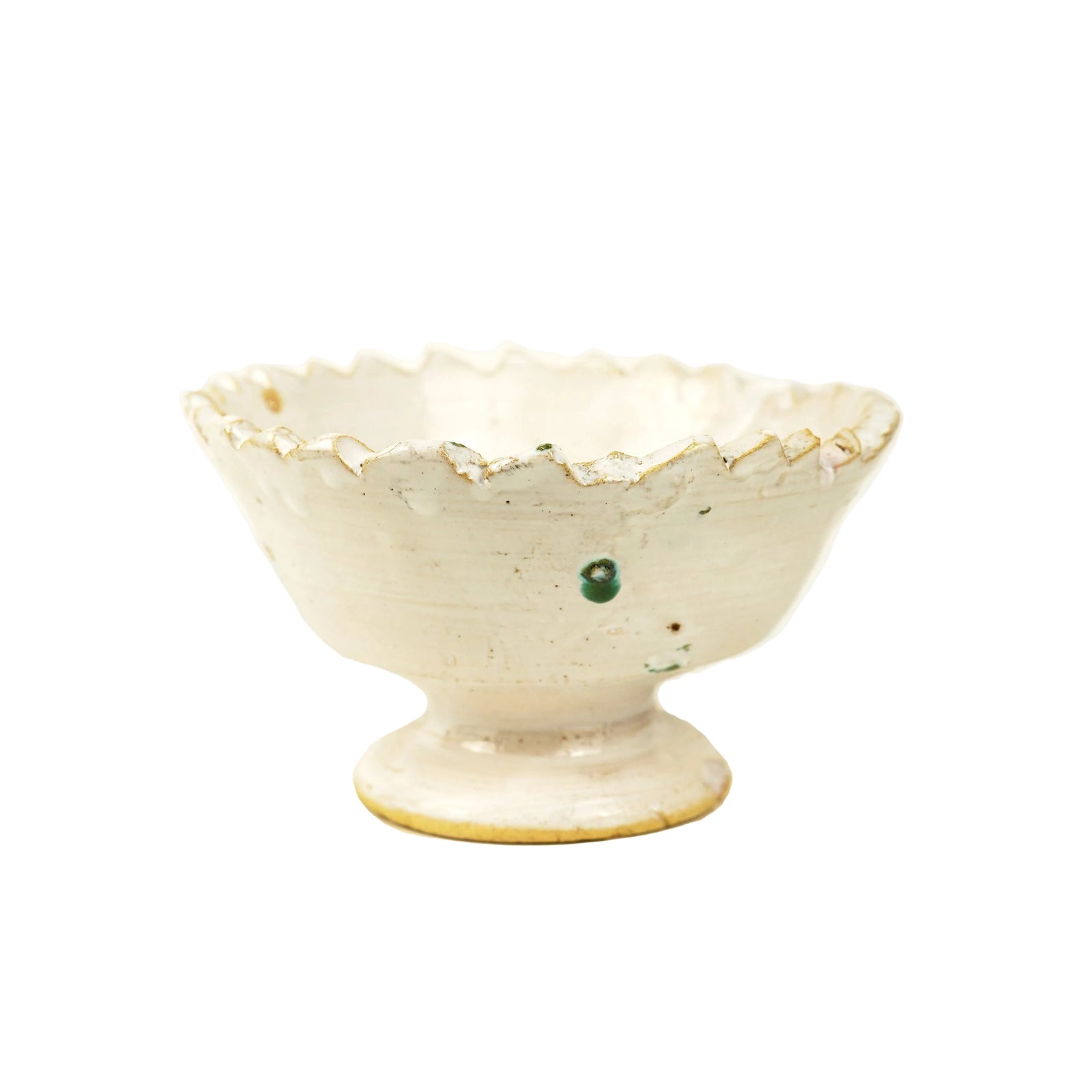 White Tamegroute Jagged Edge Pedestal Fruit Bowl