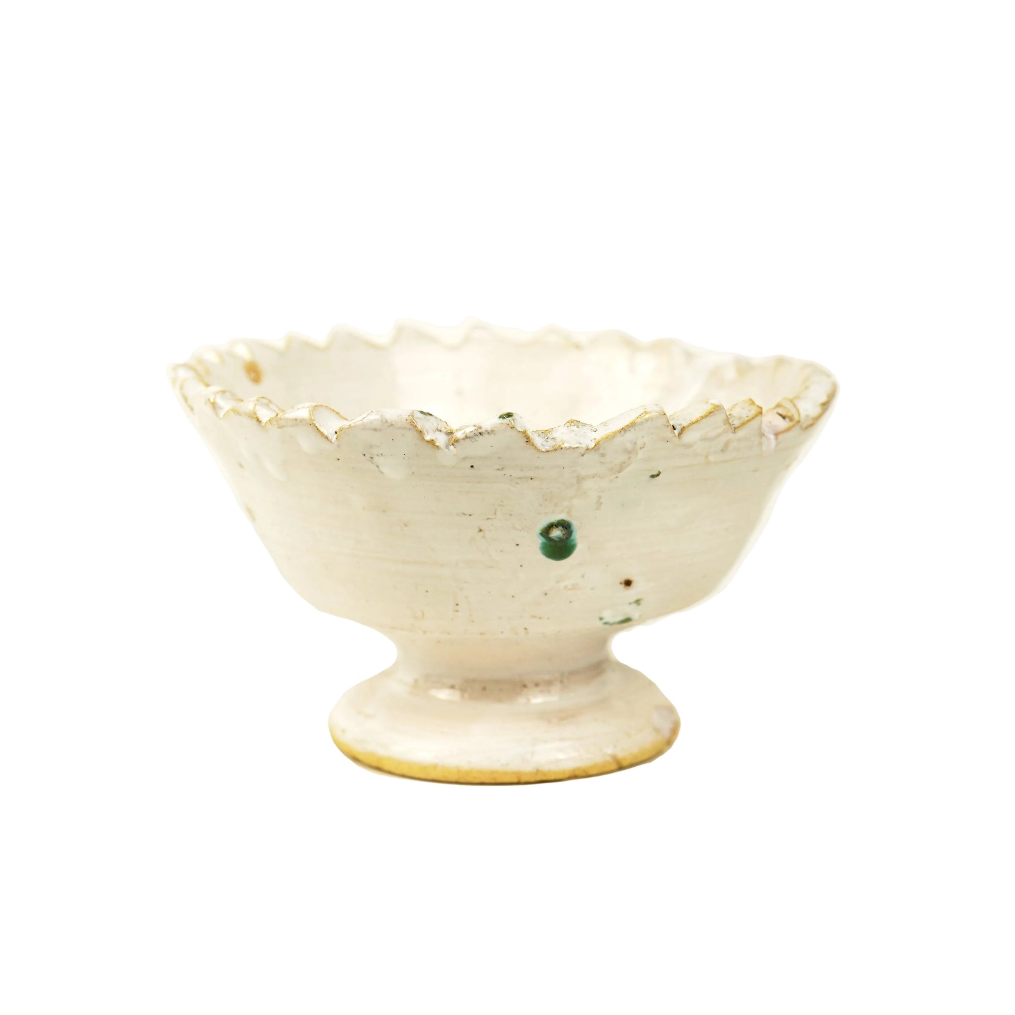 White Tamegroute Jagged Edge Pedestal Fruit Bowl